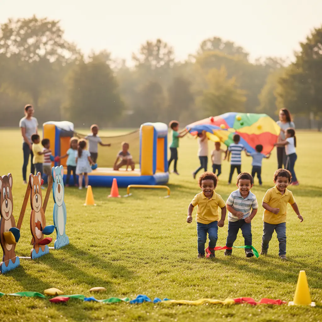 Children participating in event games