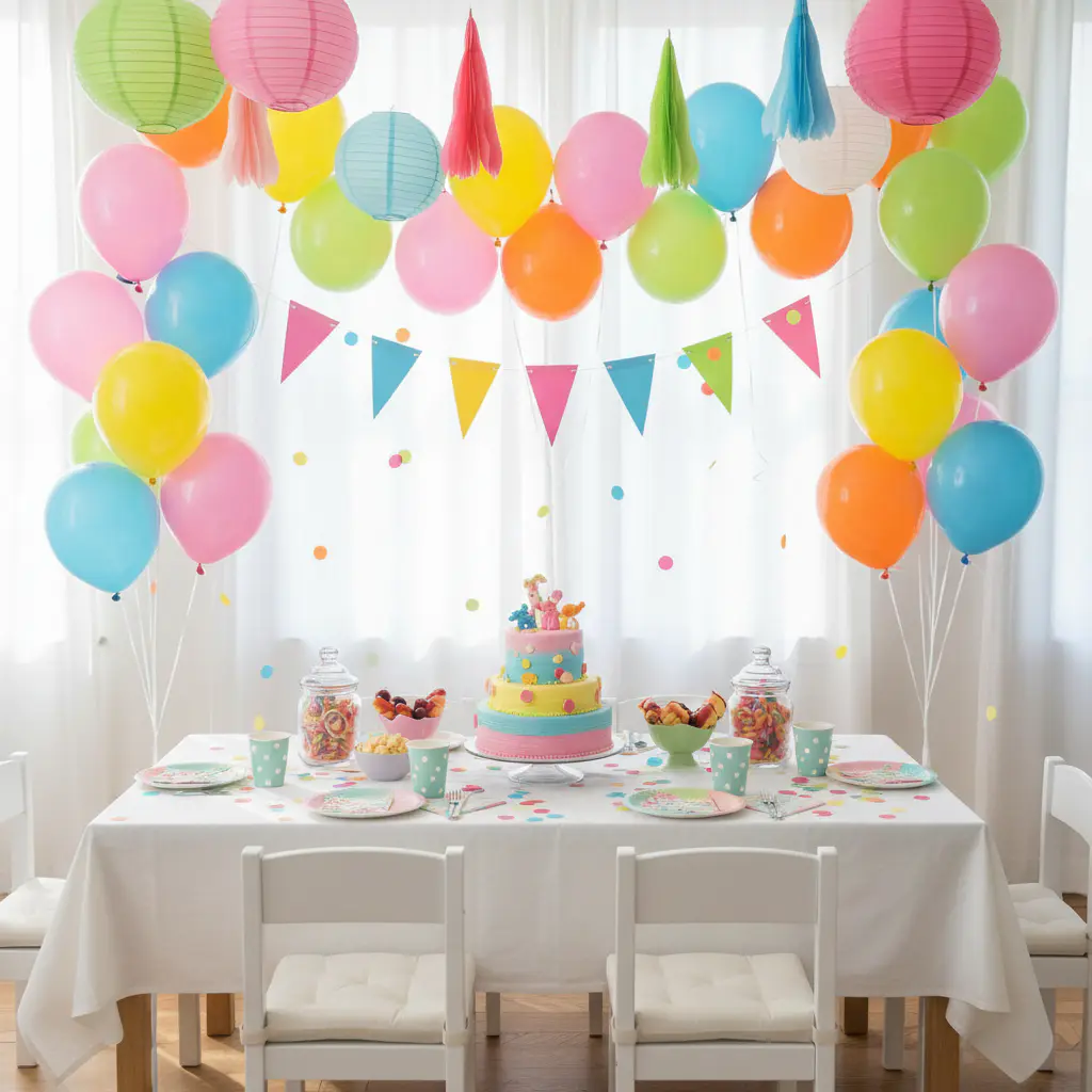 Kids party decor with bright colors
