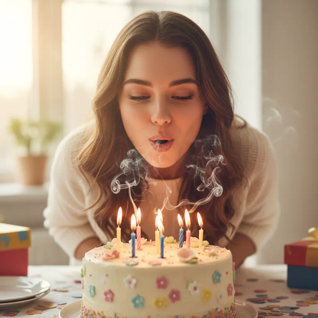 Blowing out birthday candles
