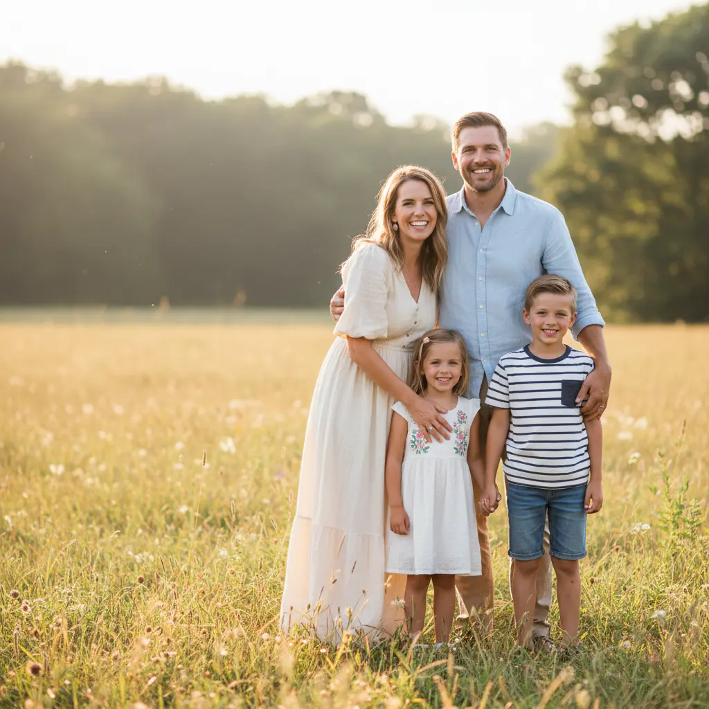 Family posing for photo