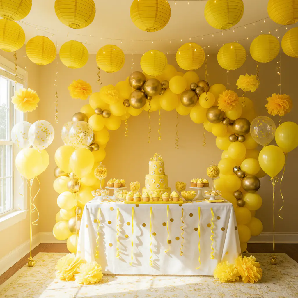 Bright yellow party decorations